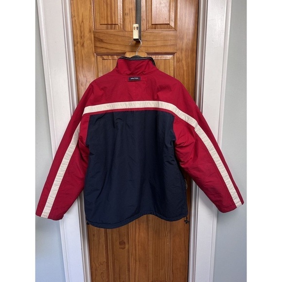 Vintage Mens NAUTICA NX2000 Red/Navy Blue Reversible Gorpcore Reflective Sz L - Picture 2 of 7